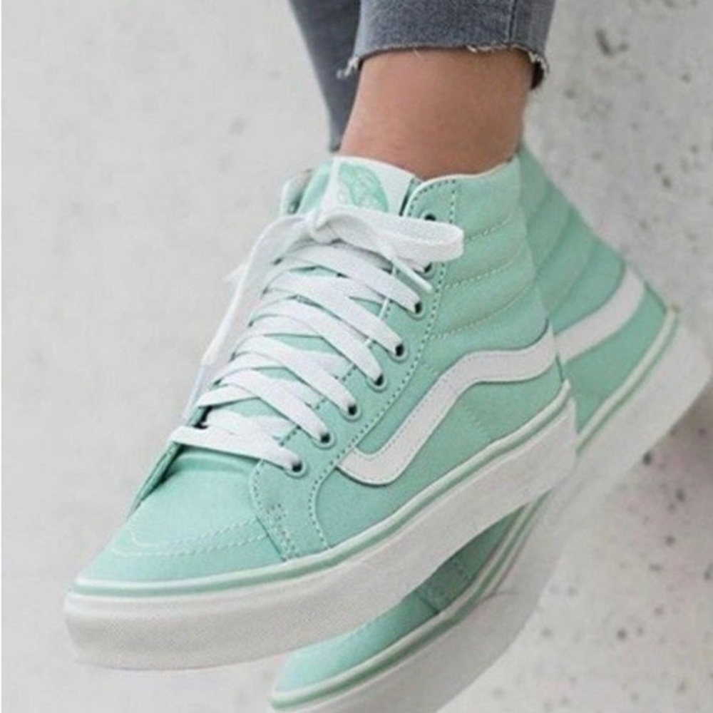 Vans hi tops SK 8 sneakers women’s Vans pale green shoes sneakers new Vans 7.5